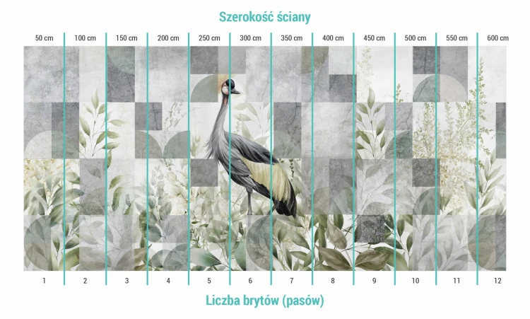 Podział na bryty na tapecie z żurawiem