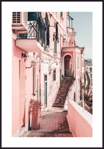 Plakat Dom w Amalfi - z białą obwódką dookoła