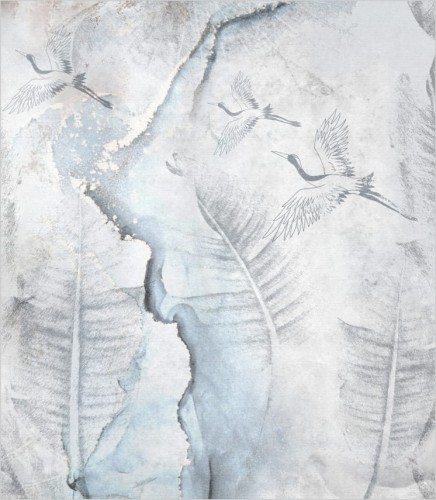 Fototapeta abstract leaves and cranes