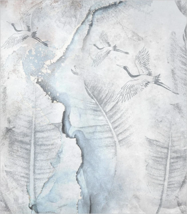 Fototapeta abstract leaves and cranes