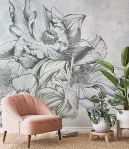 Fototapeta flower on concrete wall