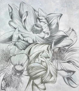 Próbka tapety flower on concrete wall