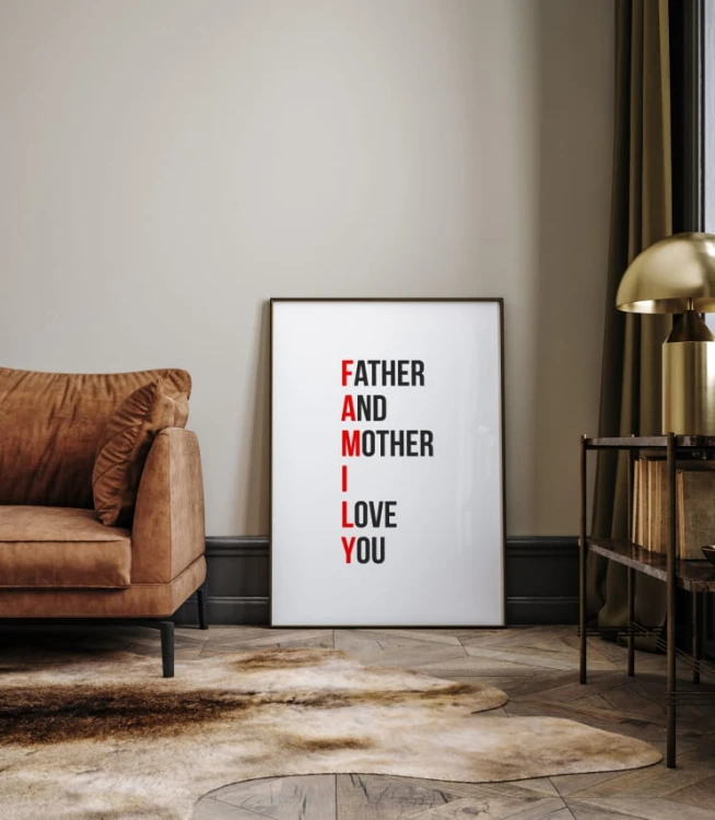 Plakat z napisem "Father and mother I love you"