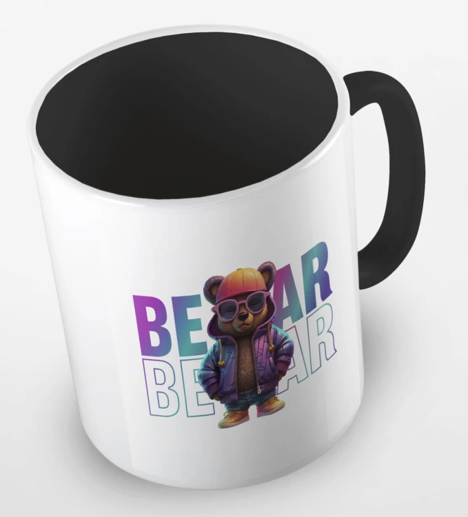 kolorowy kubek teddy bear in holographic jacket - czarny.jpg