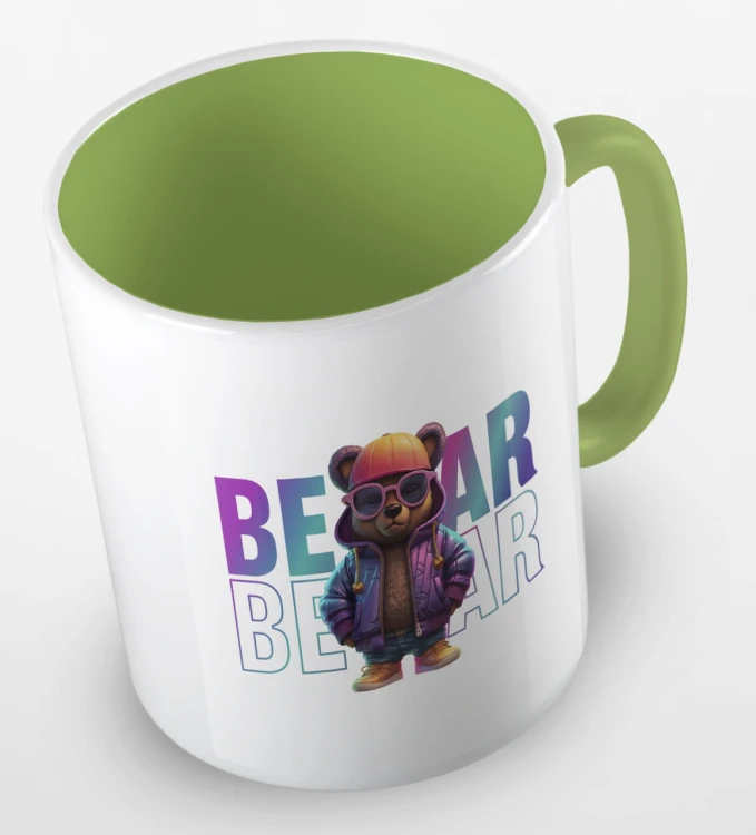 kolorowy kubek teddy bear in holographic jacket - jasnozielony.jpg