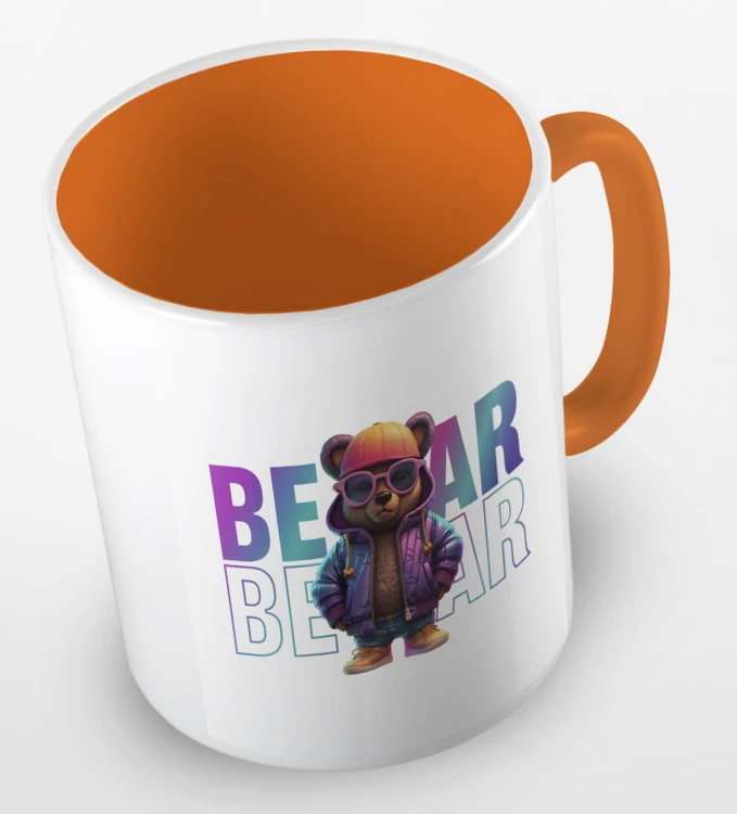 kolorowy kubek teddy bear in holographic jacket - pomarańczowy.jpg