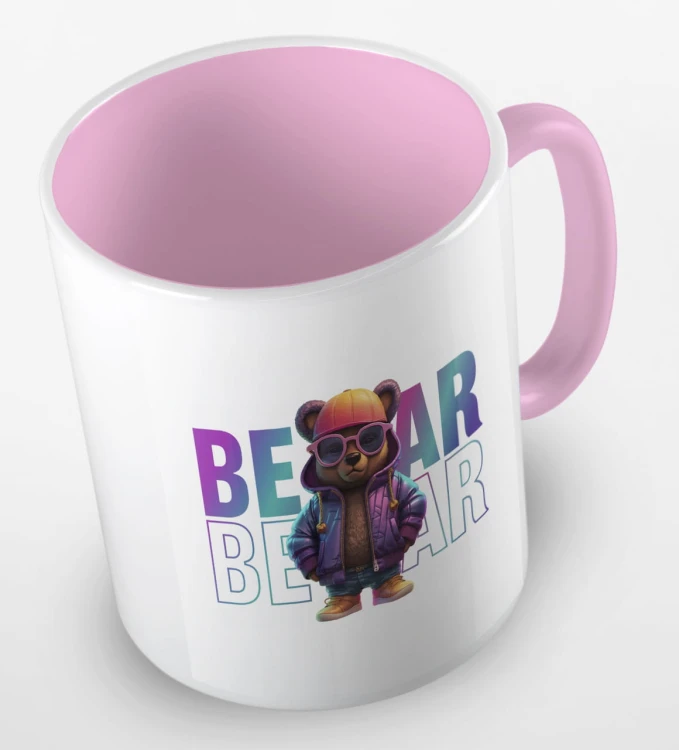 kolorowy kubek teddy bear in holographic jacket - różowy.jpg