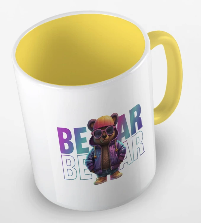 kolorowy kubek teddy bear in holographic jacket - żółty.jpg