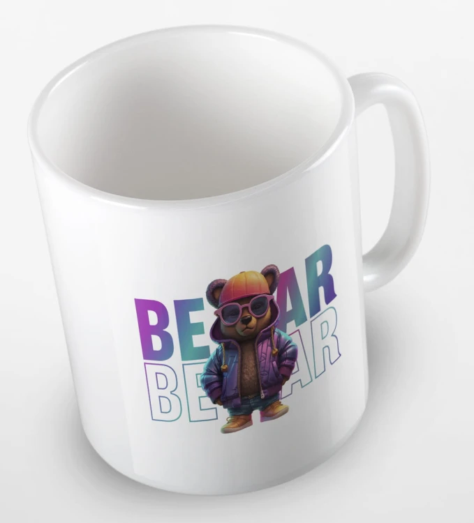 kolorowy kubek teddy bear in holographic jacket - biały.jpg