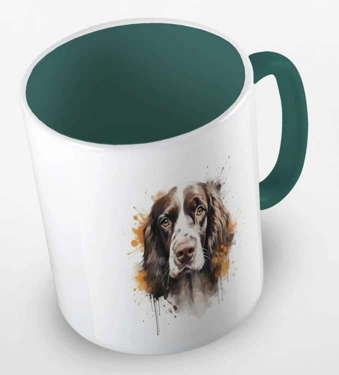 kolorowy kubek springer spaniel - ciemnozielony.jpg