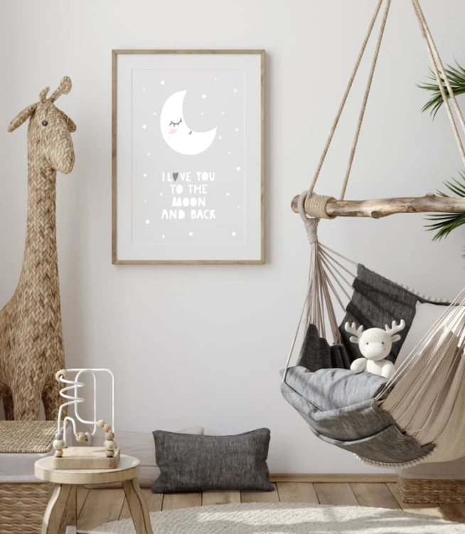 Plakat "kocham cię jak" będzie ciekawym dopełnieniem wystroju pokoiku dziecka