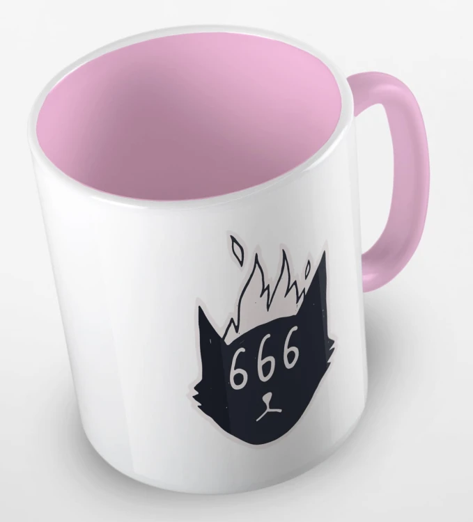 kolorowy kubek satanic cat 666 - różowy.jpg