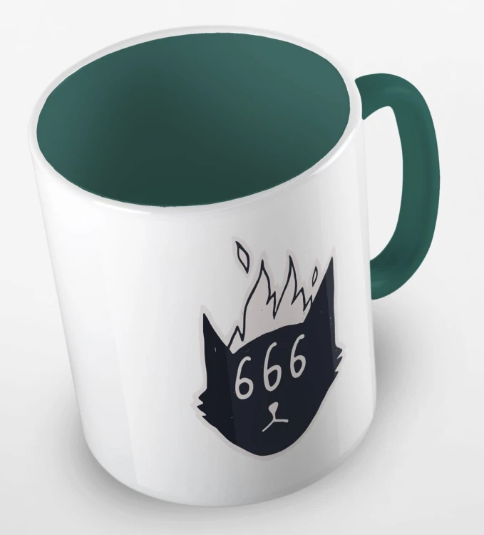 kolorowy kubek satanic cat 666 - ciemnozielony.jpg