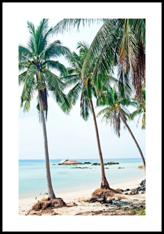 Plakat egzotyczna plaża w Tajlandii z białym marginesem dookoła