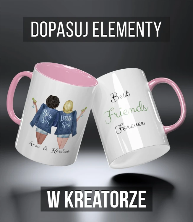 kolorowy kubek przyjaciele - big and little sis - różowy.jpg
