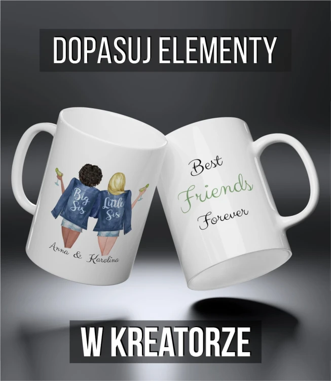 kolorowy kubek przyjaciele - big and little sis - biały.jpg