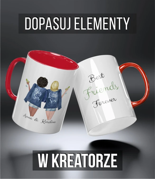 kolorowy kubek przyjaciele - big and little sis - czerwony.jpg