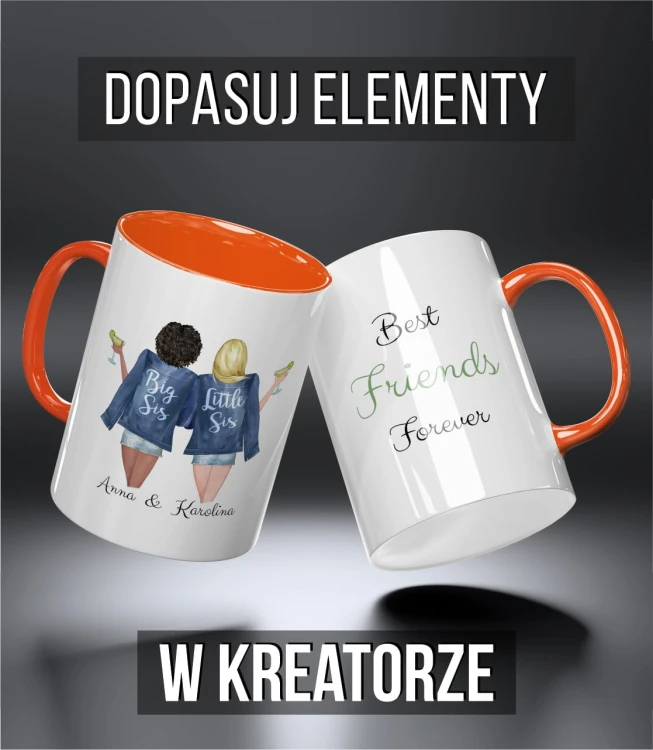 kolorowy kubek przyjaciele - big and little sis - pomarańczowy.jpg