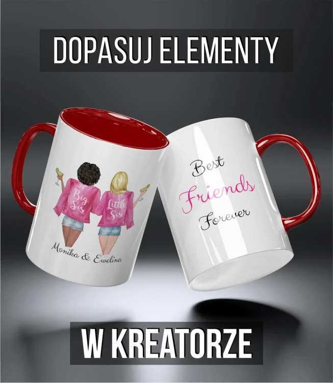 kolorowy kubek przyjaciele - big and  little sis pink - bordowy.jpg