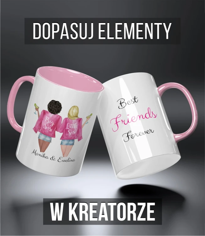 kolorowy kubek przyjaciele - big and  little sis pink - różowy.jpg