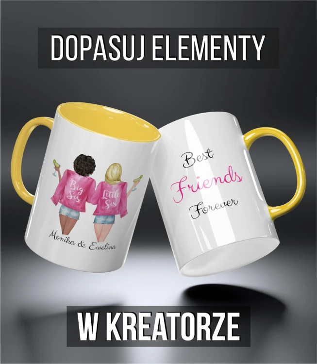 kolorowy kubek przyjaciele - big and  little sis pink - żółty.jpg