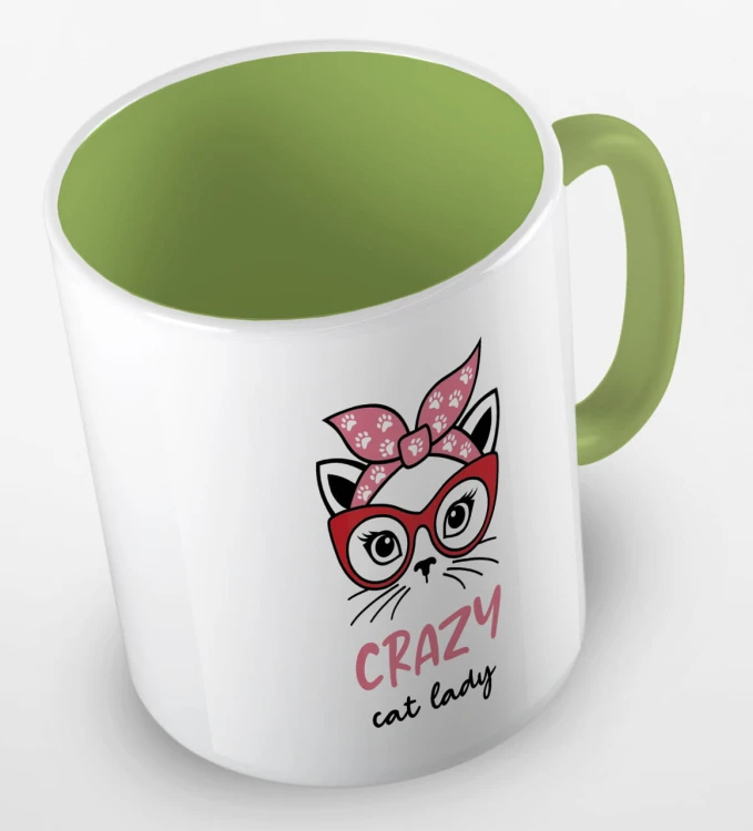 kolorowy kubek crazy cat lady - jasnozielony.jpg