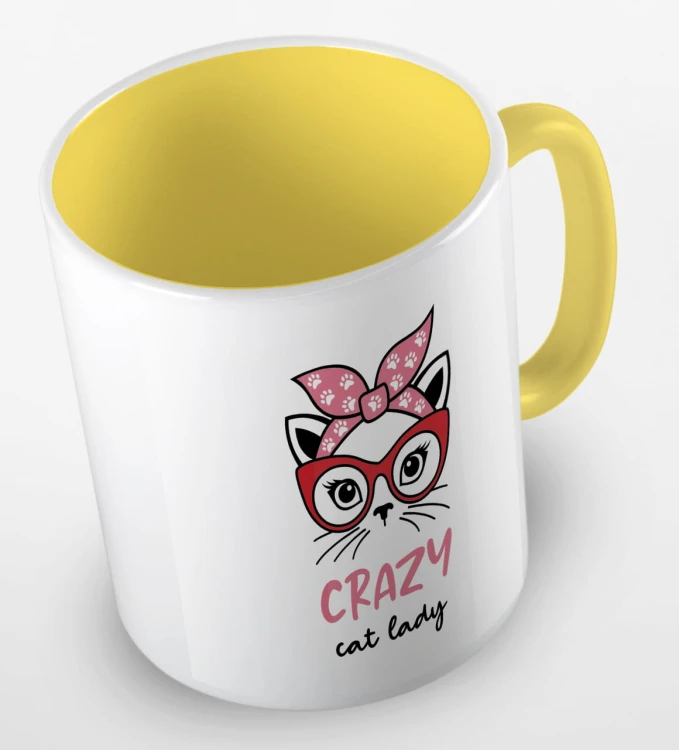 kolorowy kubek crazy cat lady - żółty.jpg