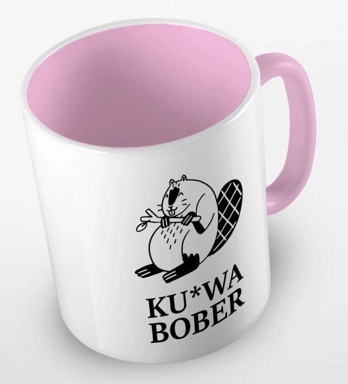 kolorowy kubek ku-wa bober - różowy.jpg