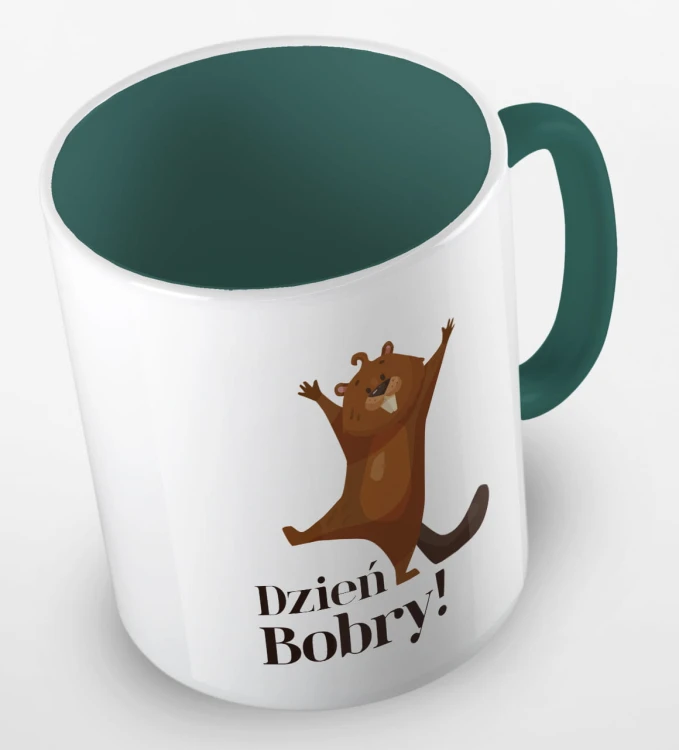 kolorowy kubek dzień bobry - ciemnozielony.jpg