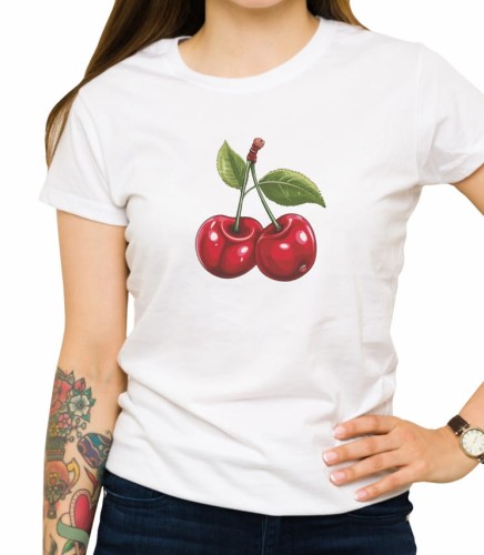 Biała damska koszulka sweet cherry