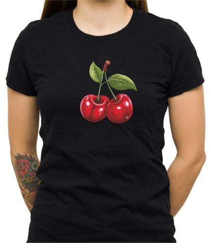 Czarna damska koszulka sweet cherry