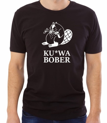 Czarna męska koszulka ku*wa bober