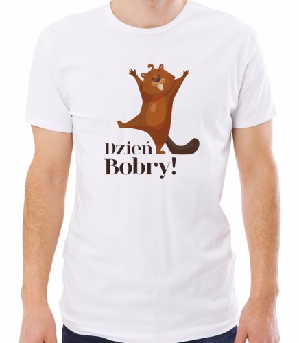 Biała męska koszulka dzień bobry