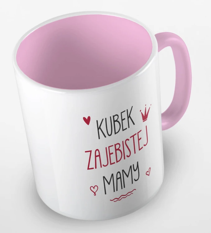 kolorowy kubek z hasłem - kubek zajebistej mamy - różowy.jpg