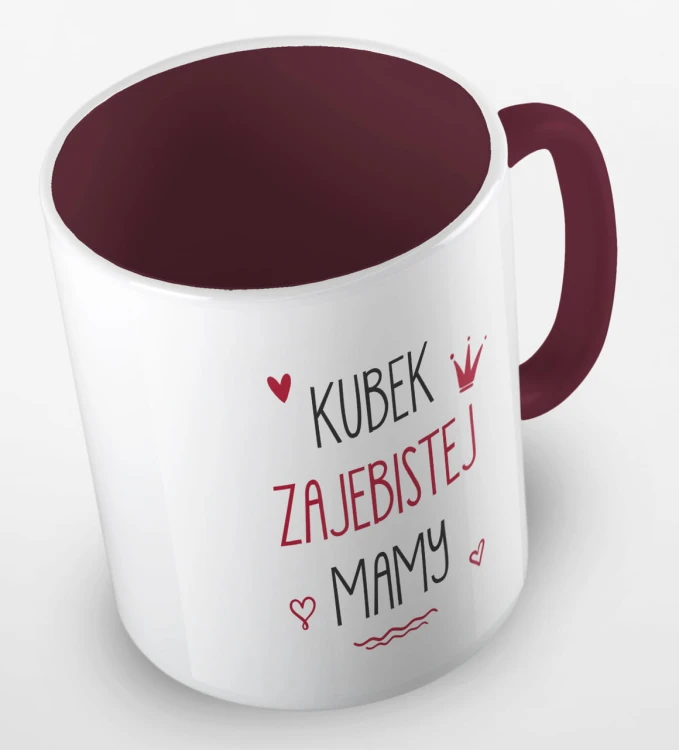 kolorowy kubek z hasłem - kubek zajebistej mamy - bordowy.jpg