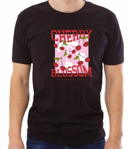 Czarna męska koszulka cherry blossom