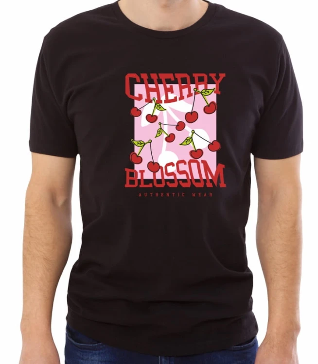 Czarna męska koszulka cherry blossom