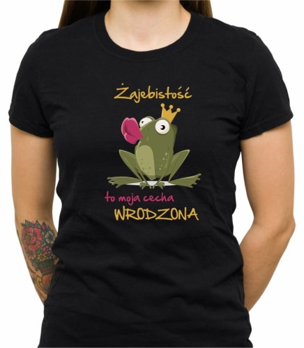 Czarna koszulka żajebistość cecha wrodzona ona