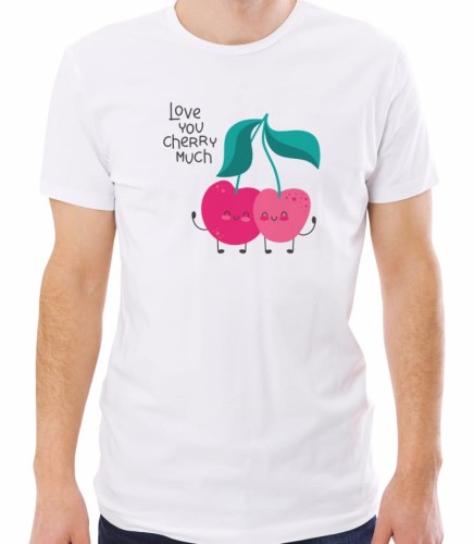 Biała męska koszulka love you cherry much