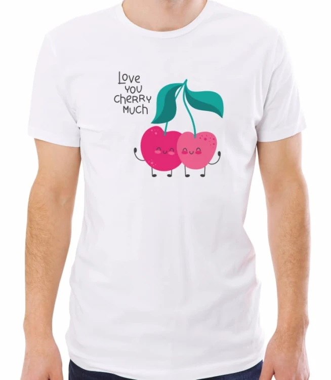 Biała męska koszulka love you cherry much