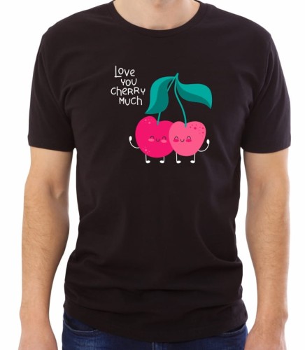 Czarna męska koszulka love you cherry much