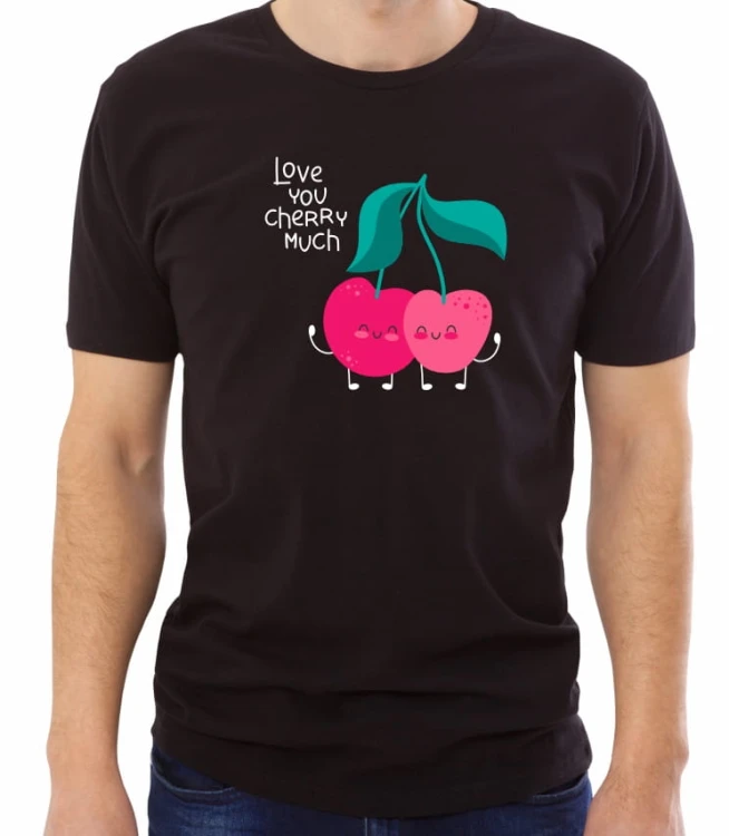 Czarna męska koszulka love you cherry much