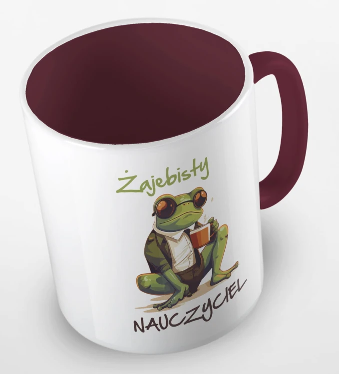 kolorowy kubek żajebisty nauczyciel - kolor bordowy.jpg