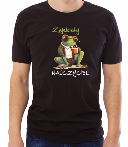 Czarna męska koszulka żajebisty nauczyciel