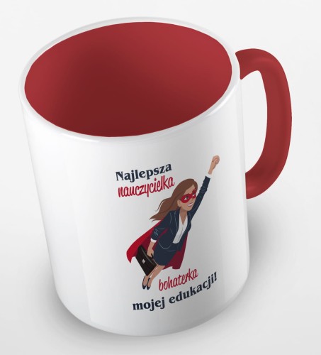 kolorowy kubek - najlepsza nauczycielka, bohaterka mojej edukacji - kolor czerwony.jpg