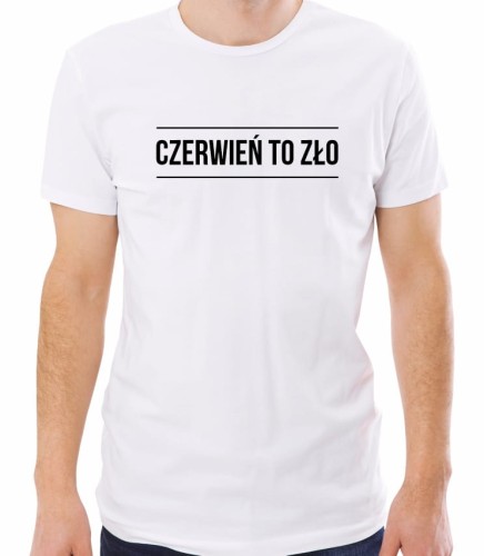 Biała męska koszulka czerwień to zło