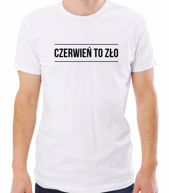 Biała męska koszulka czerwień to zło