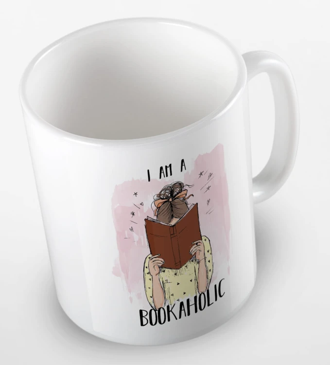 kolorowy kubek - I am a bookaholic - kolor biały.jpg