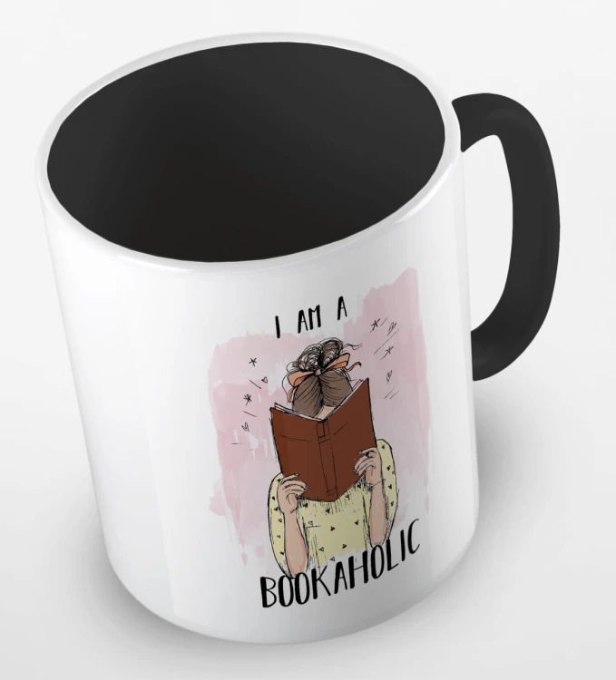 kolorowy kubek - I am a bookaholic - kolor czarny.jpg