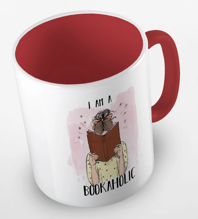 kolorowy kubek - I am a bookaholic - kolor czerwony.jpg
